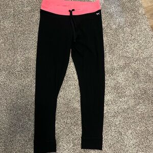 PINK Victoria's Secret Black Leggings with Pink Waistband